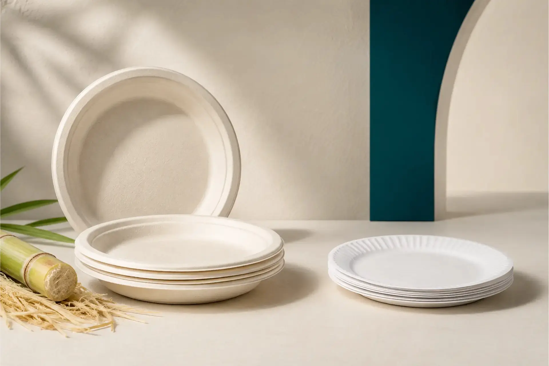 Sugarcane bagasse plates compared with conventional paper plates