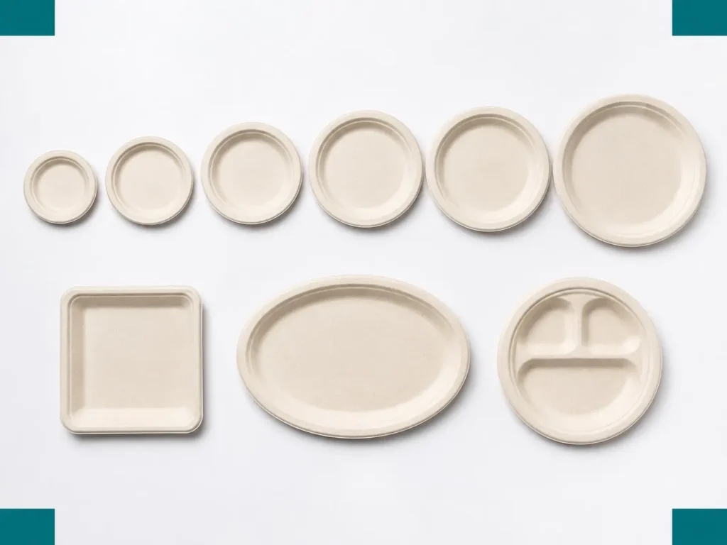Round square oval and compartment sugarcane bagasse plates