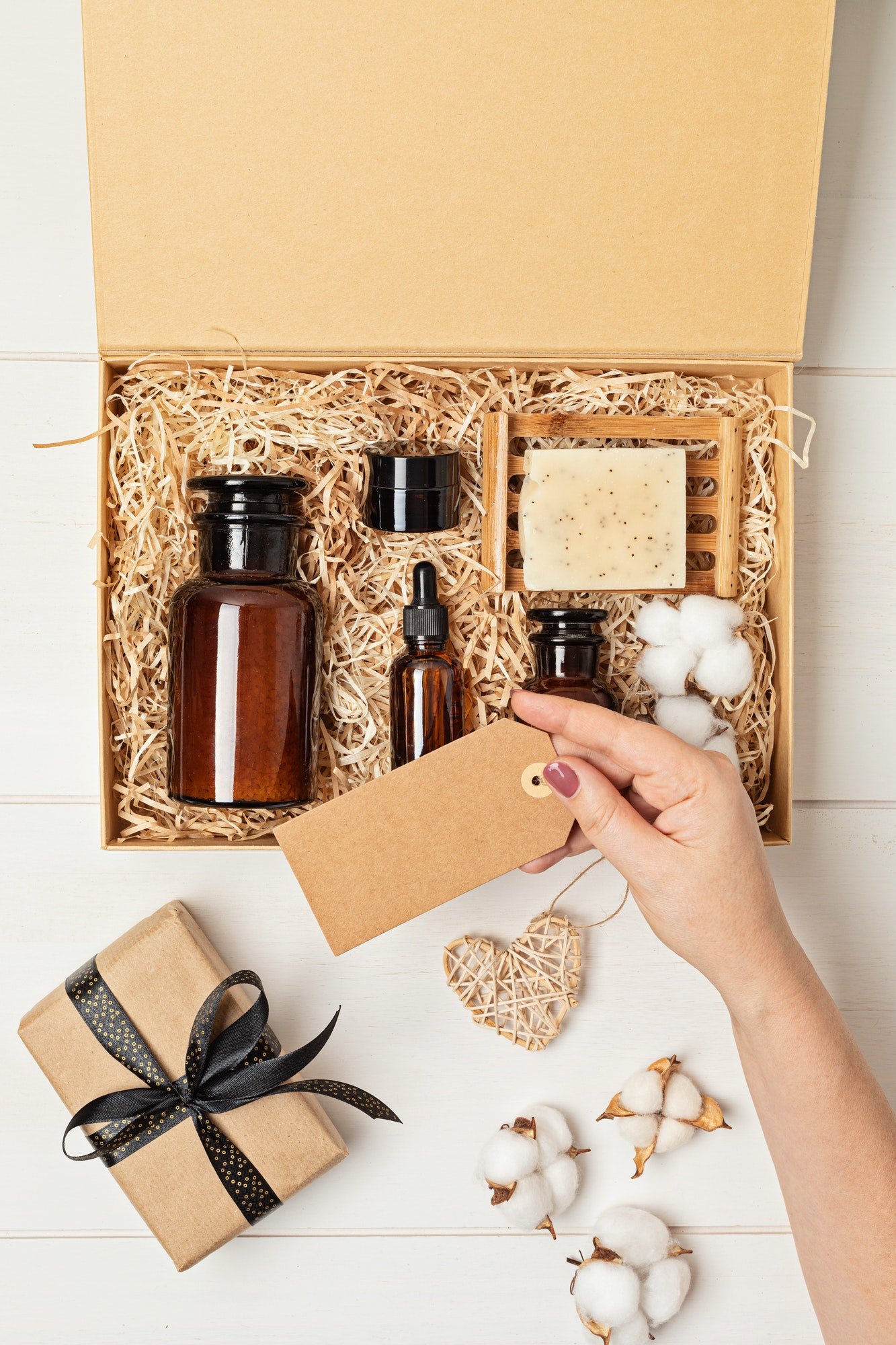 self care package seasonal gift box with plastic free organic cosmetics products