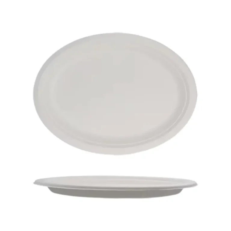 10 Inch Oval Sugarcane Bagasse Plate