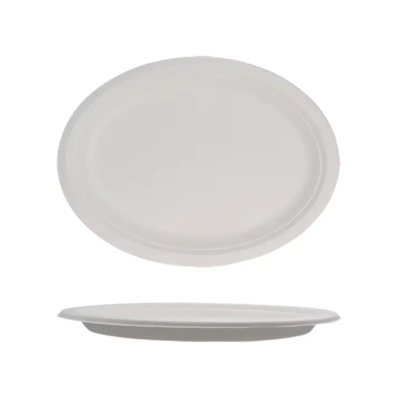 10 Inch Oval Sugarcane Bagasse Plate