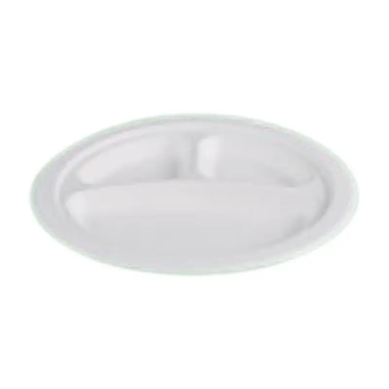 9 Inch 3-Compartment Round Sugarcane Bagasse Plate