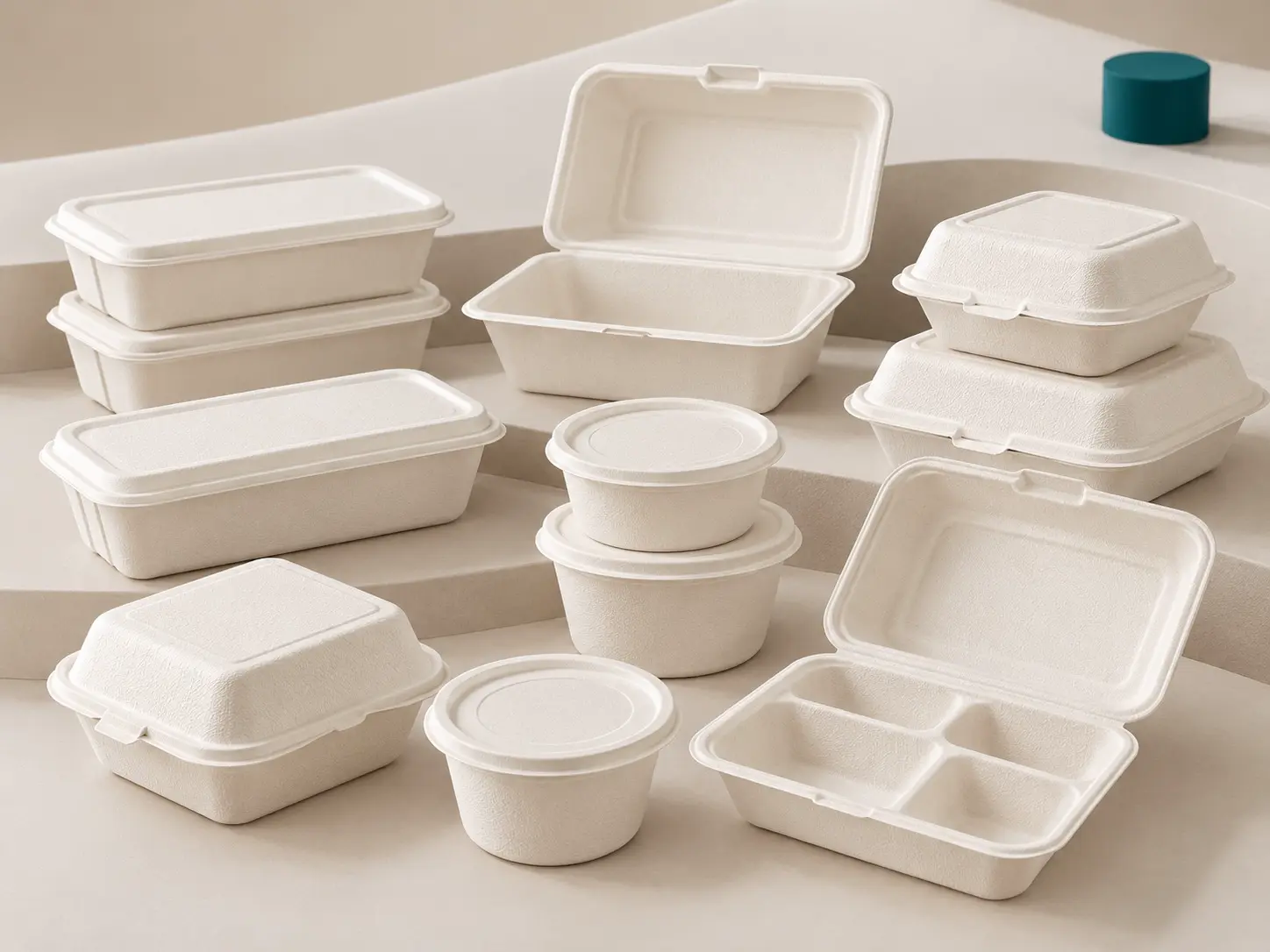 Bagasse food containers with lid options