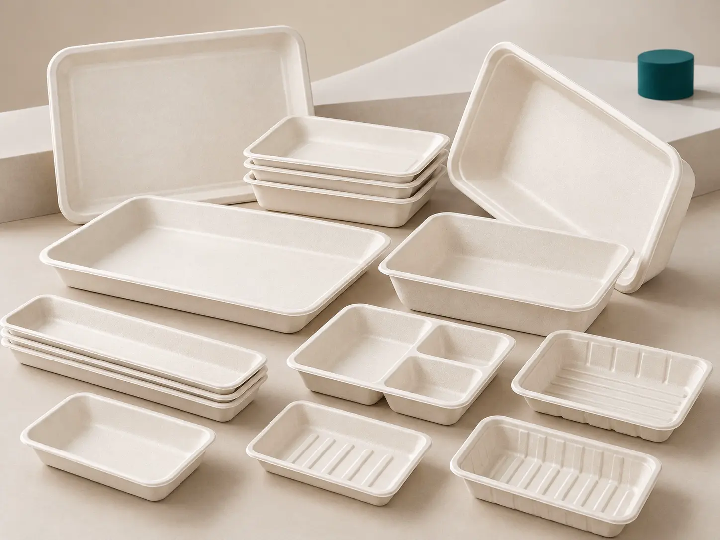 Bagasse trays in multiple sizes