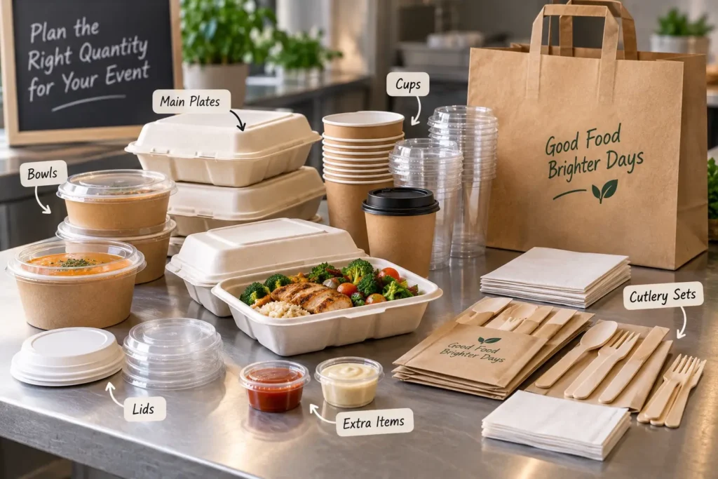 Catering Quantity Planning for Plates, Bowls, Cups and Cutlery