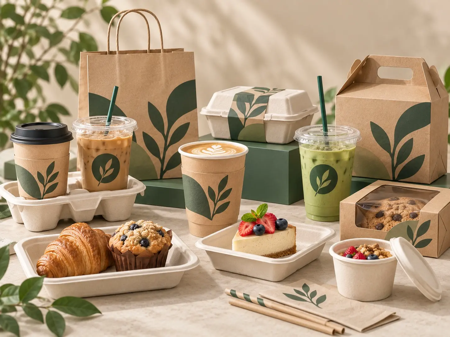 Coffee Shop Packaging for Beverages and Bakery Takeaway