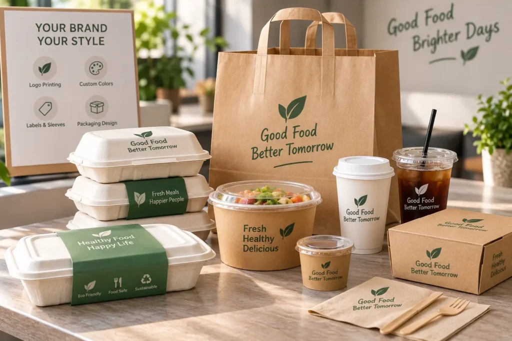 Emballages sur mesure pour la livraison de repas à emporter sous marque propre