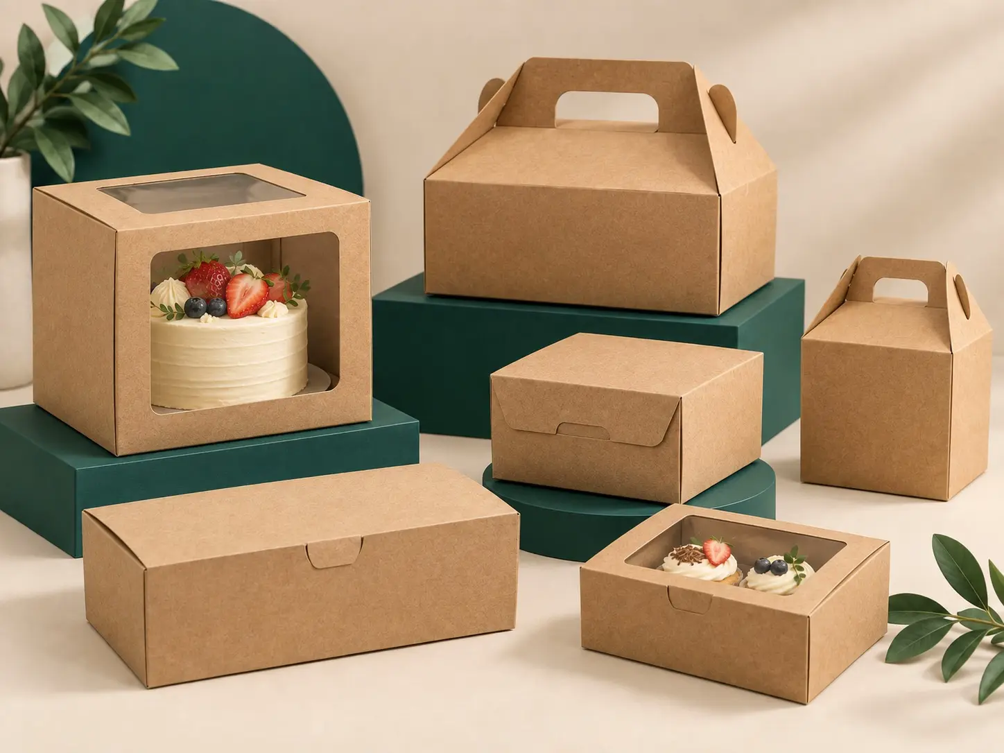 Kraft Paper Cake Boxes for Bakery Packaging