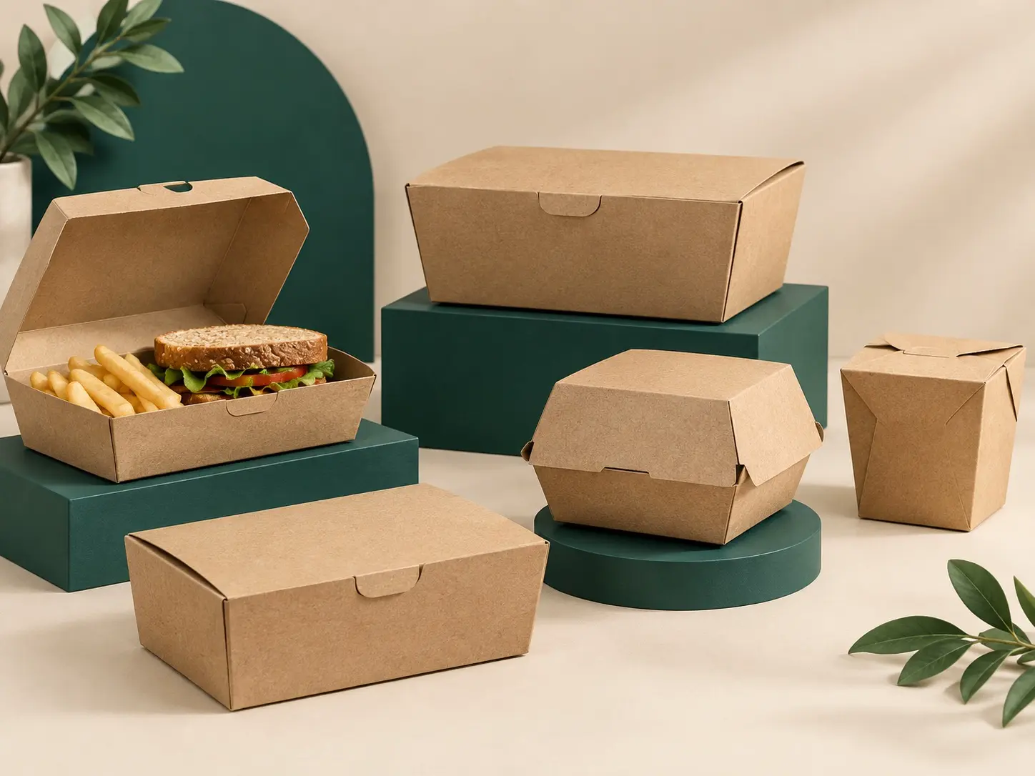 Kraft Paper Food Boxes for Takeaway and Delivery