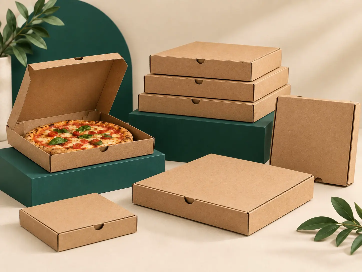 Kraft Paper Pizza Boxes in Multiple Sizes