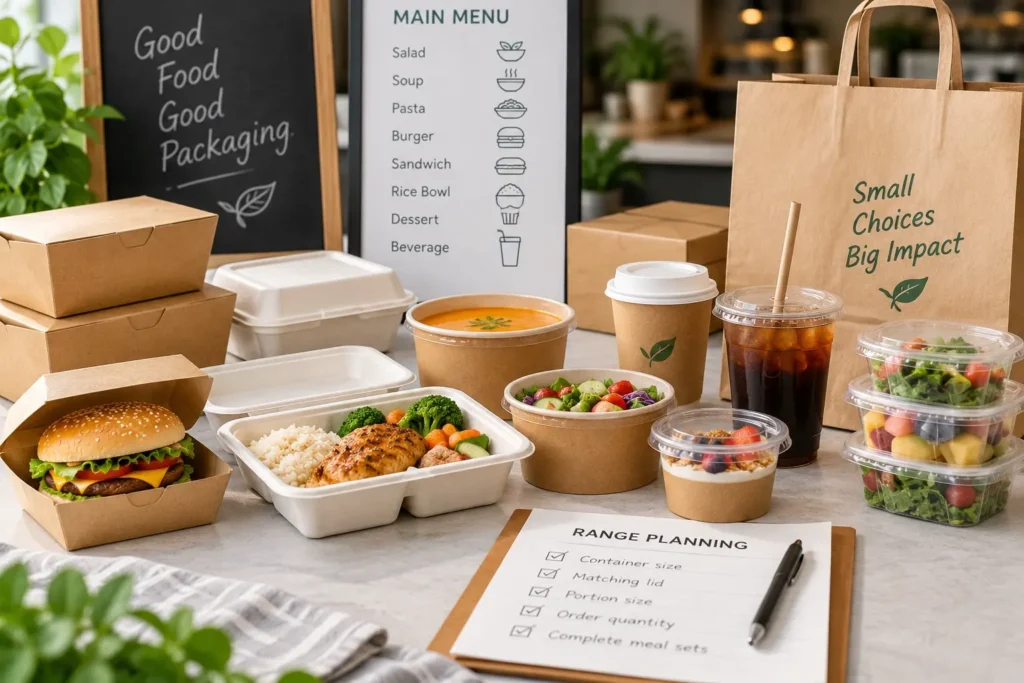 Restaurant Packaging Range Planning for Product Sizes and Order Quantities