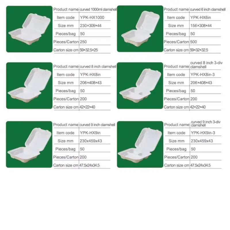 bagasse clamshell container comparison